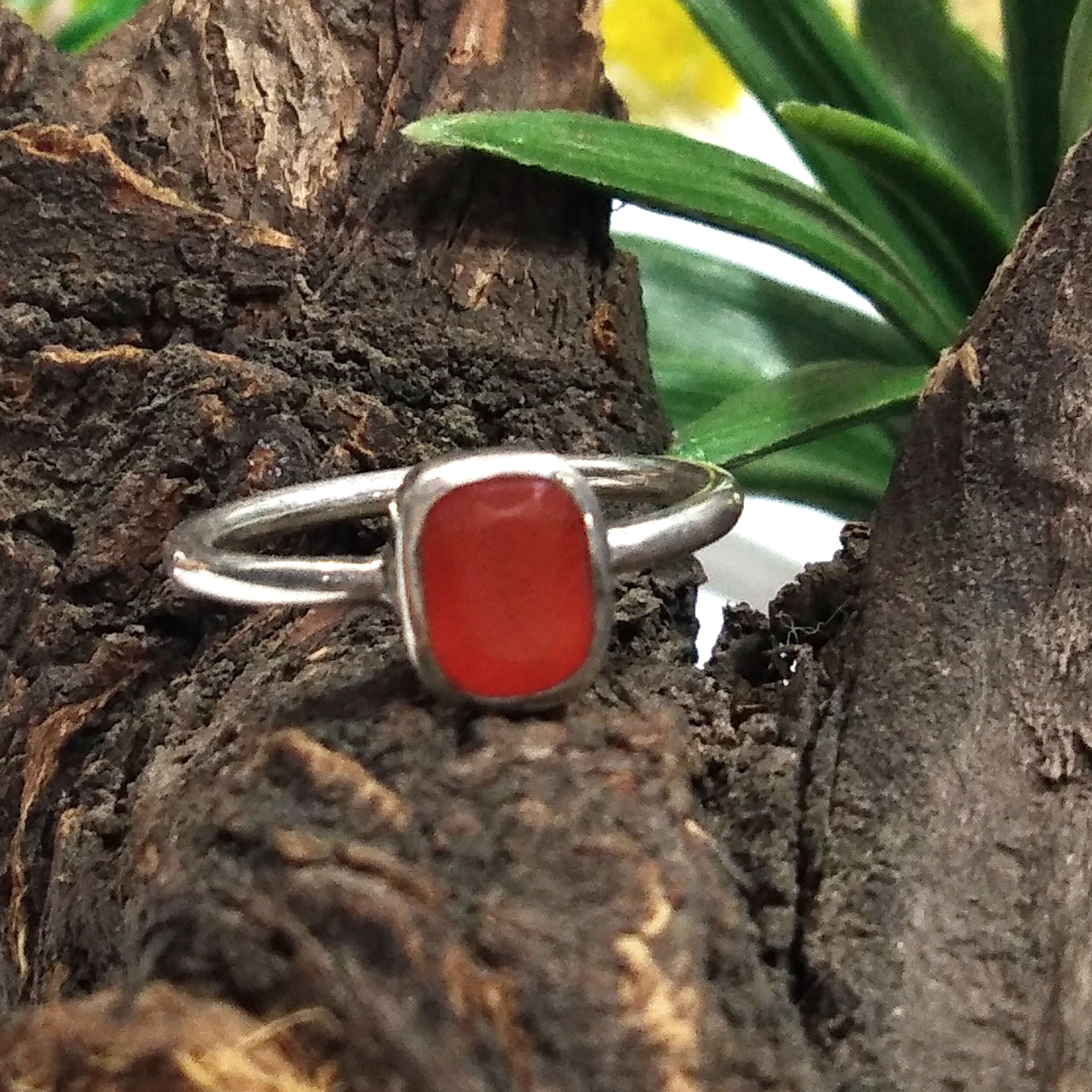 Natural Caroline Gemstone Ring, 925 Solid Starling Silver Ring, Jewelry Stone Size 7x6 mm Orange Caroline Ring Stone, Gift Birthday Ring